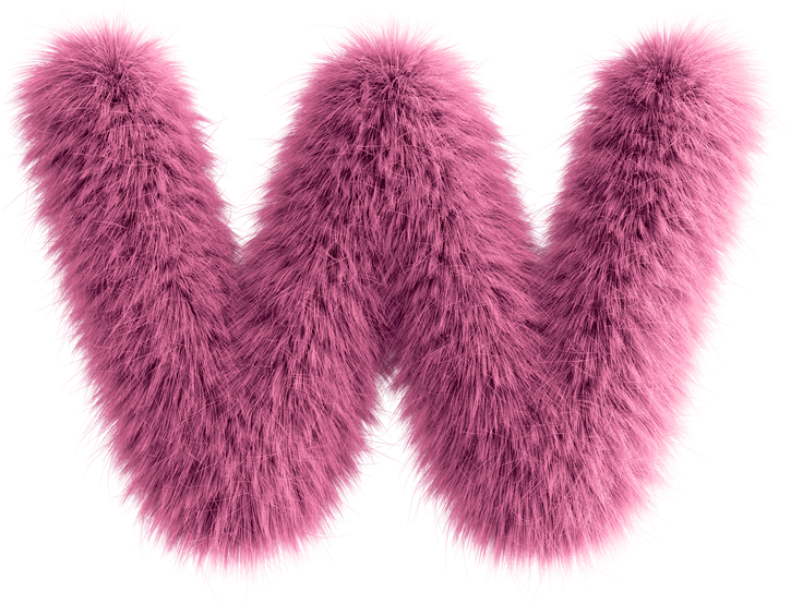 Pink 3D Fluffy Letter W