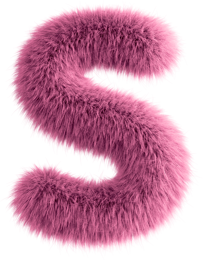 Pink 3D Fluffy Letter S
